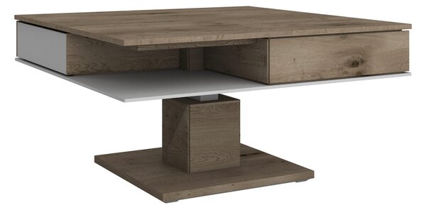 KONFERENČNÝ STOLÍK, biela, farba duba, drevo, sklo, 90/90/38,3 cm Voglauer - Stolíky do obývačky