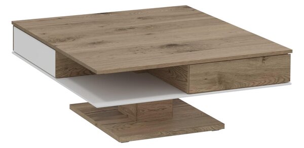 KONFERENČNÝ STOLÍK, biela, farba duba, drevo, sklo, 90/90/38,3 cm Voglauer - Stolíky do obývačky