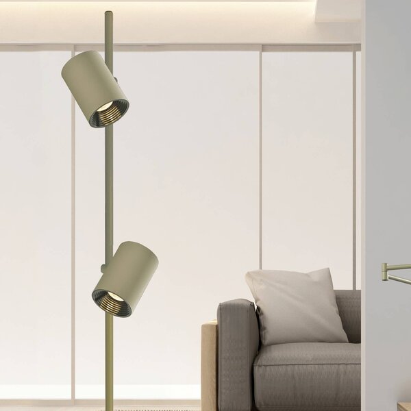 Viokef LED stojacia lampa Melina, olivovo zelená, výška 162 cm, kovová, stmievateľná, Zelená, Obývacia izba / jedáleň, Hliník, Moderný