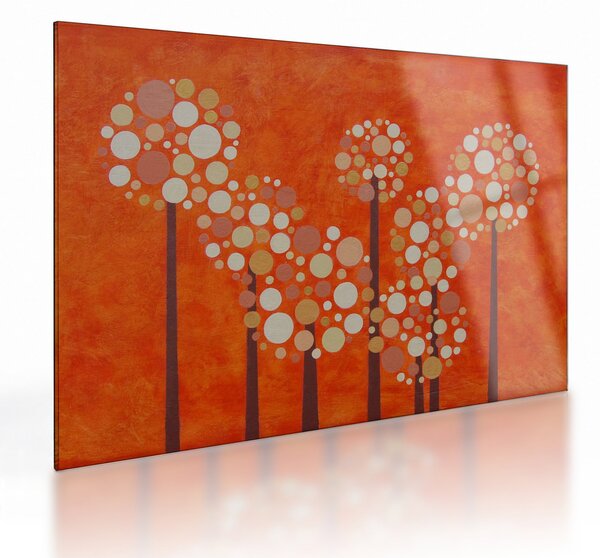 Sklenený obraz - Oranžový les (70x50 cm)