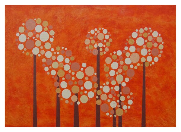 Sklenený obraz - Oranžový les (70x50 cm)