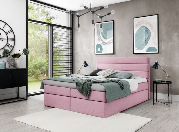 Kontinentálna posteľ ADRIENA - 200x200, ružová + topper ZDARMA