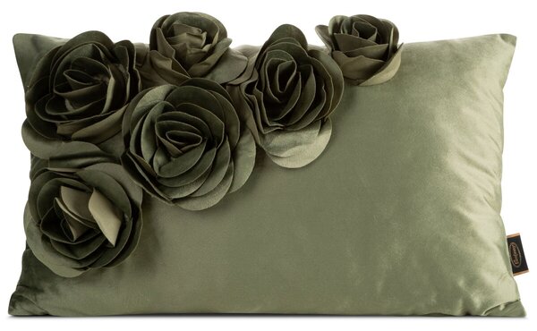 Dekorstudio Zamatová obliečka na vankúš FLORES 1 30x50cm - olivová