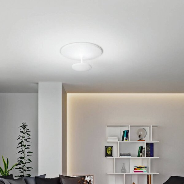 Stropné LED svetlo Conrad, biele, Ø 50 cm, kov, stmievateľné, Biela / opálová, Obývacia izba / jedáleň, kov, Moderný, Závesné svietidlo