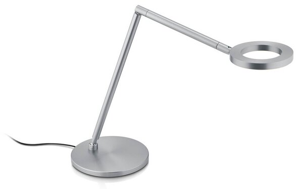 Stolná LED lampa Tessa-T, matný nikel, ovládanie gestami, Hliník / sivá / zinok, Pracovňa / Kancelária, Mosadz, Moderný