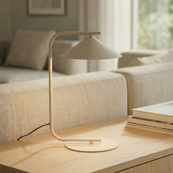Stolová lampa Lume, krémová, kov, výška 42 cm, Krémová / jantárovo žltá, Spálňa, kov, Stojacie svietidlo