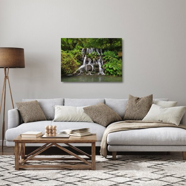Sklenený obraz vodopádov v tropickom lese (70x50 cm)