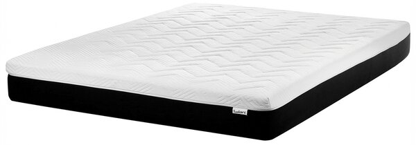 Gélový matrac z pamäťovej peny tvrdý biely a čierny 180 x 200 cm polyesterový snímateľný poťah so zipsom