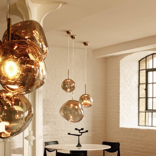 Tom Dixon LED závesné svietidlo Melt, Ø 28 cm, bronzová farba, Hnedá / staromosadz, Obývacia izba / jedáleň, Plast, Dizajn, Závesné svietidlo