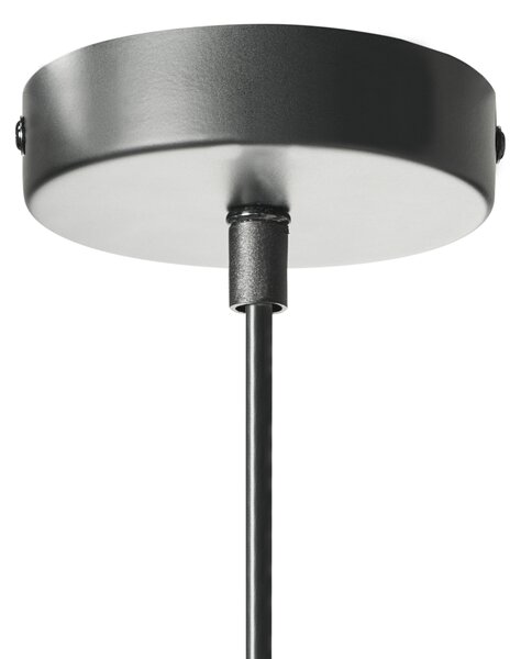 Závesná lampa svetlobéžová ľan látkové tienidlo matná čierna základňa moderný škandinávsky štýl obývacia izba jedáleň
