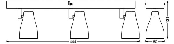 OSRAM stropné bodové svetlá PEAR, čierny, 3-pl., GU10-LED 2 700 K, Čierna, Plast