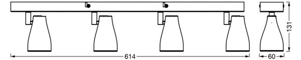 OSRAM stropné bodové svetlá PEAR, čierny, 4-pl., GU10-LED 2 700 K, Čierna, Plast