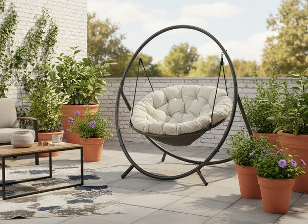 Závesné kreslo PATIO svetlobéžové / sivé FAT9927