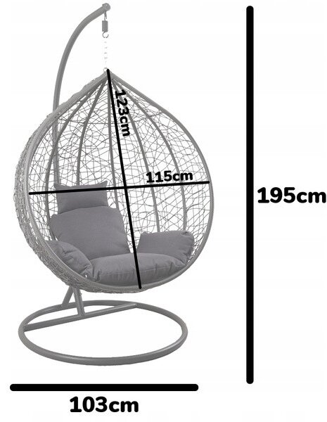 Závesné kreslo SOLARIA XL sivé / hnedé / tmavosivé FAT0223
