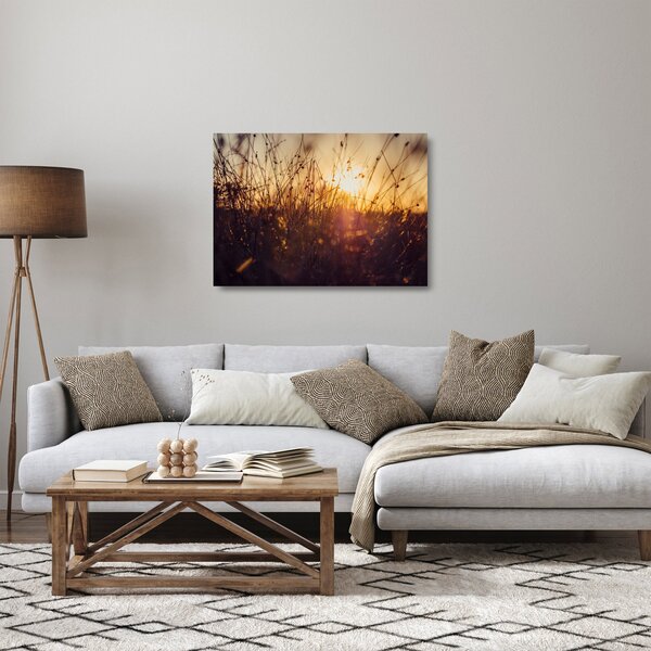 Sklenený obraz poľa pri západe slnka (70x50 cm)
