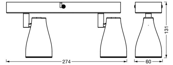 OSRAM stropné bodové svetlá PEAR, sivý, 2-pl., GU10-LED 2 700 K, Hliník / sivá / zinok, Plast