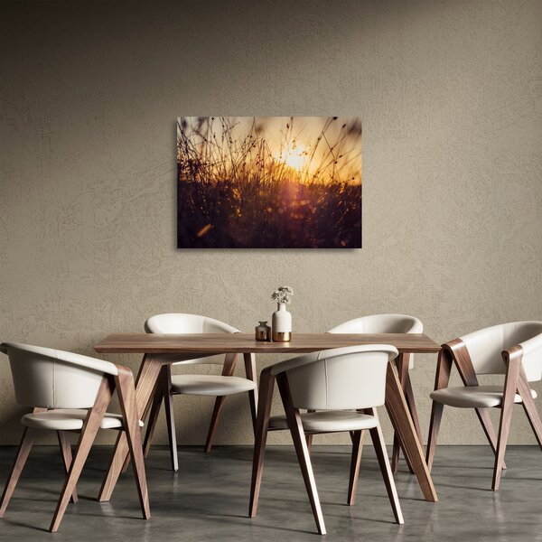 Sklenený obraz poľa pri západe slnka (70x50 cm)