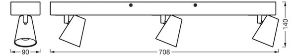 OSRAM stropné LED svetlo NEPTUNE CLICK-SELECT, 3 bodové svetlá, biele, Biela / opálová, Obývacia izba / jedáleň, kov, Moderný, Stropné svetlo