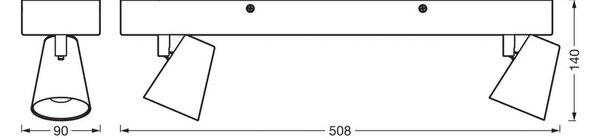 OSRAM stropné LED svetlo NEPTUNE CLICK-SELECT, 2 bodové svetlá, biele, Biela / opálová, Obývacia izba / jedáleň, kov, Moderný, Stropné svetlo