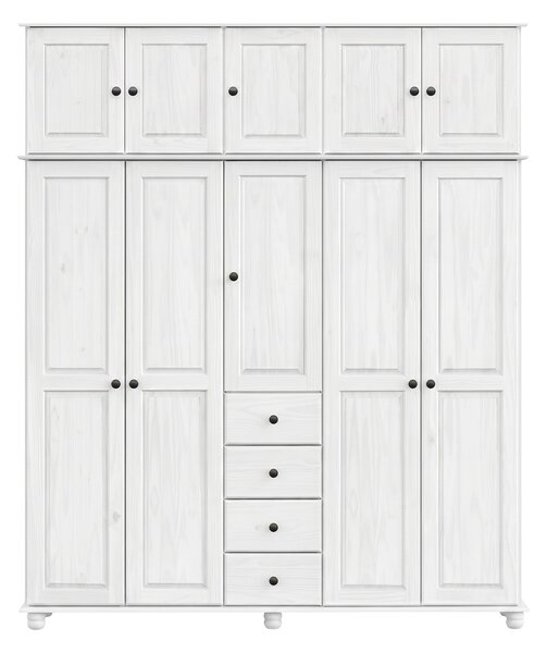 Skriňa 5-dverová 8854BK biely lak, kovové úchytky