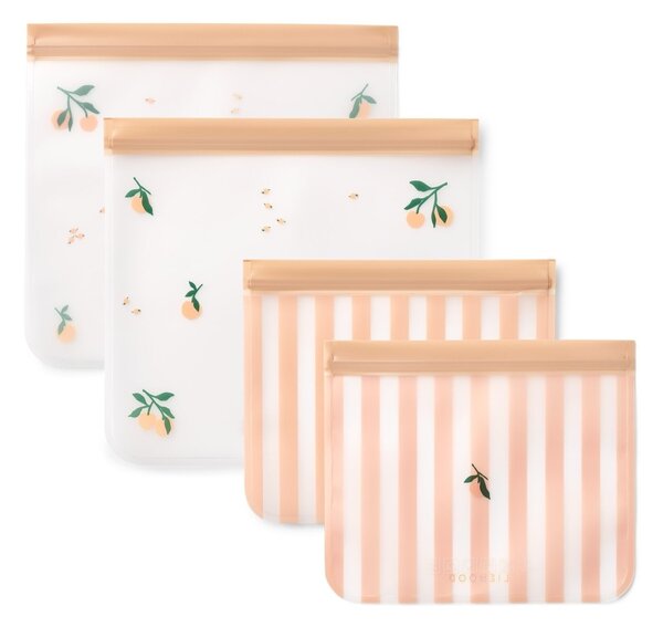 Uzatvárateľné vrecká na potraviny Rebus Peach / Sea shell – set 4 ks