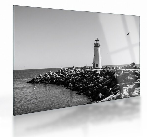 Sklenený obraz - Maják na pobreží, Santa Cruz, Kalifornia (70x50 cm)