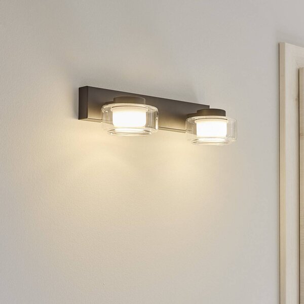 OSRAM LED nástenné svetlo ORBIS FLAME, čierne, 2-pl., IP44, Čierna, Kúpeľňa, kov, Moderný