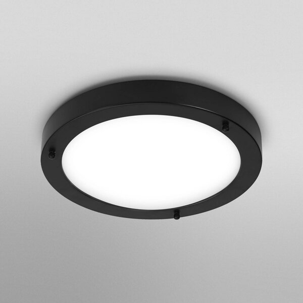 OSRAM Stropné svietidlo BATHROOM, čierne Ø 31 cm kov/sklo IP44, Čierna, Kúpeľňa, kov, Moderný, Závesné svietidlo