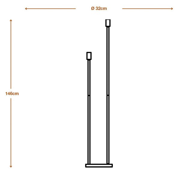 Stojacia lampa OSRAM DECOR STICK, tmavošedá, výška 146 cm, 2 x E27, Hliník / sivá / zinok, Obývacia izba / jedáleň, kov, Moderný