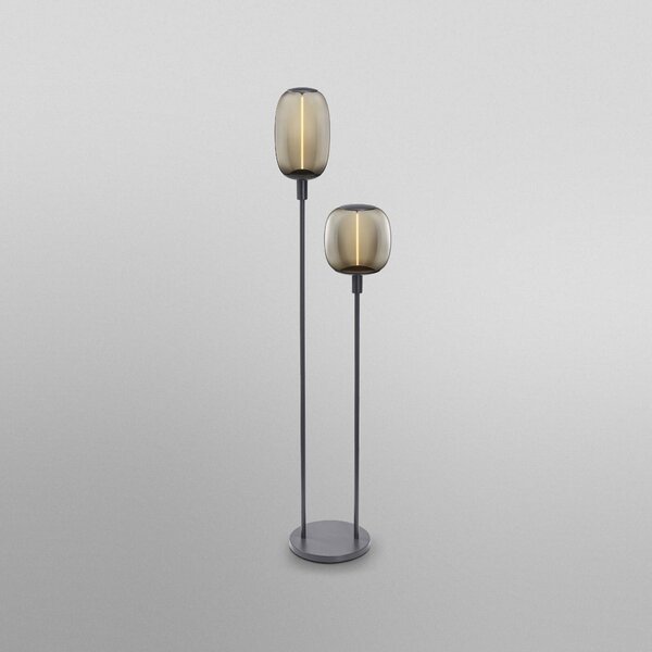 Stojacia lampa OSRAM DECOR STICK, tmavošedá, výška 146 cm, 2 x E27, Hliník / sivá / zinok, Obývacia izba / jedáleň, kov, Moderný