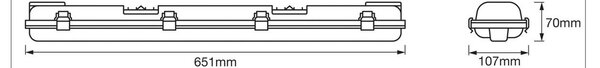OSRAM žiarovka do vlhkých priestorov SUBMARINE, 65 cm, 2 x 7 W G13-LED IP65, Hliník / sivá / zinok, Plast