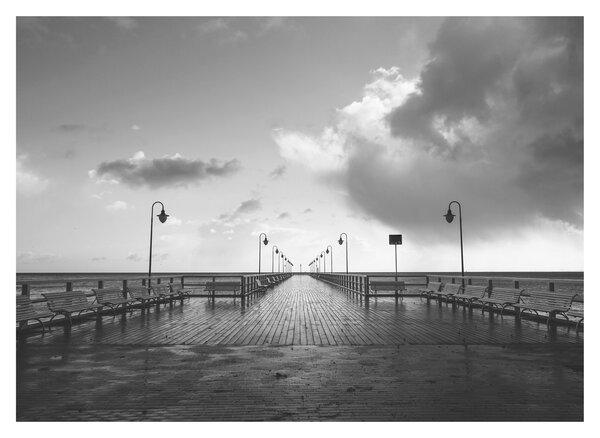 Sklenený obraz - Promenáda pri pobreží (70x50 cm)