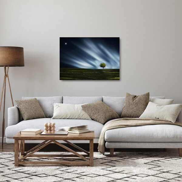 Sklenený obraz polárna žiara nad vresoviskom (70x50 cm)