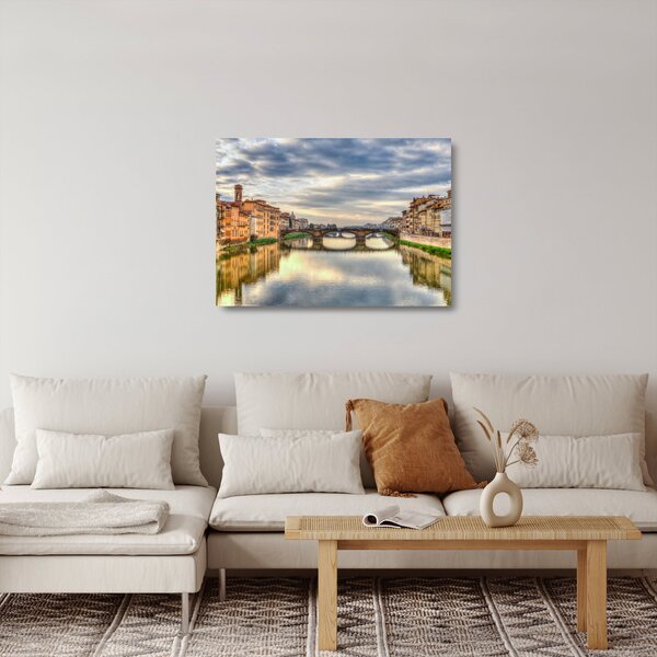 Sklenený obraz - Most cez rieku (70x50 cm)