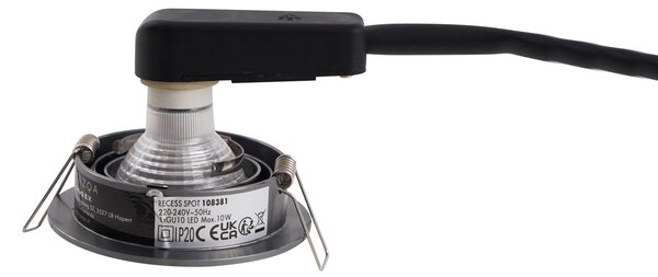 Moderné zabudované bodové svetlo tmavosivé GU10 50 mm okrúhle výkyvné - Chuck