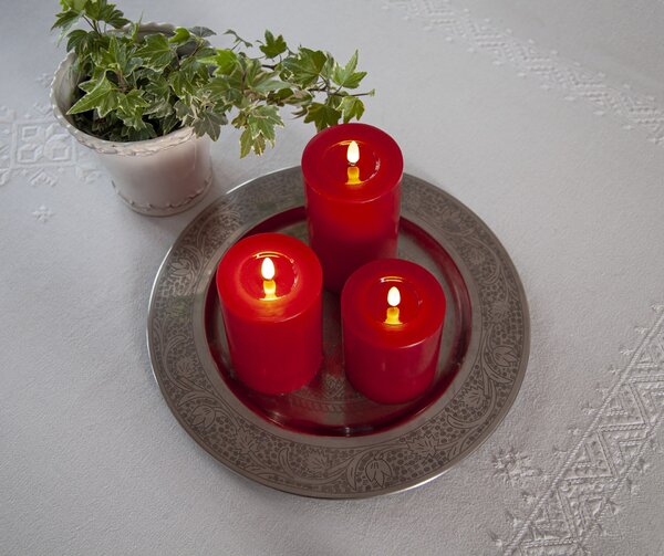 LED sviečka Flamme Flow Pillar Red 17,5 cm