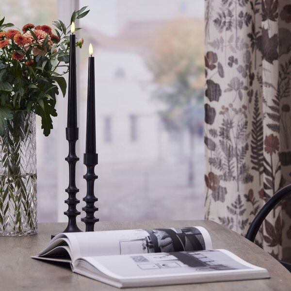 LED sviečka Flamme Candy Black 26 cm – sada 2 ks