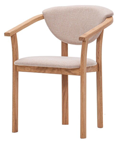 Drevená stolička s podrúčkami Alexis béžová látka