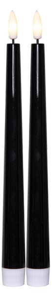LED sviečka Flamme Candy Black 26 cm – sada 2 ks