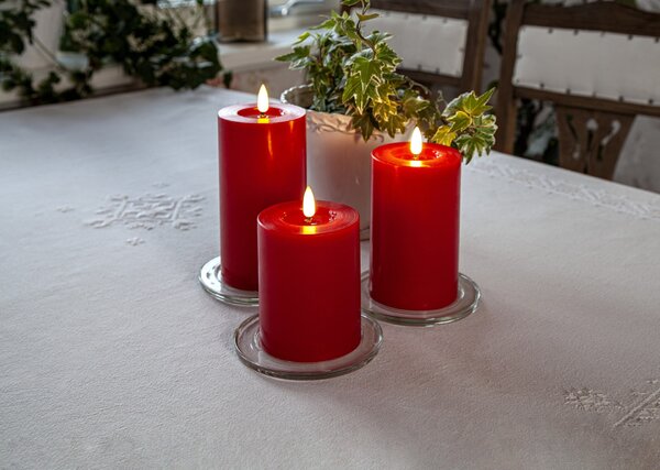 LED sviečka Flamme Flow Pillar Red 17,5 cm