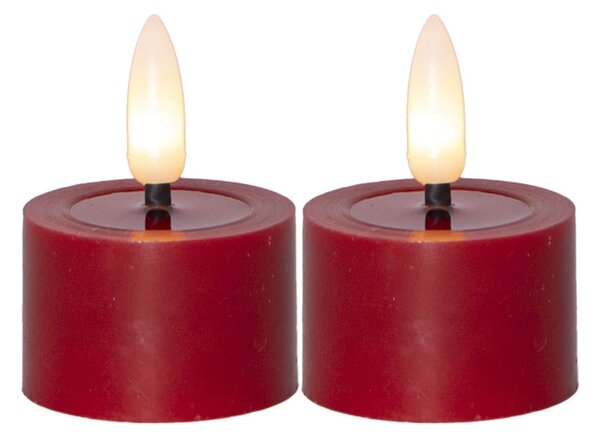 Čajová LED sviečka Flamme Flow Red 4 cm – sada 2 ks