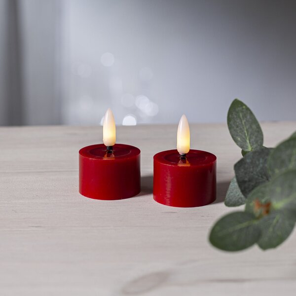 Čajová LED sviečka Flamme Flow Red 4 cm – sada 2 ks