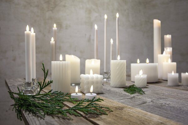 LED sviečka Flamme Slim White 38 cm – set 2 ks + diaľkové ovládanie