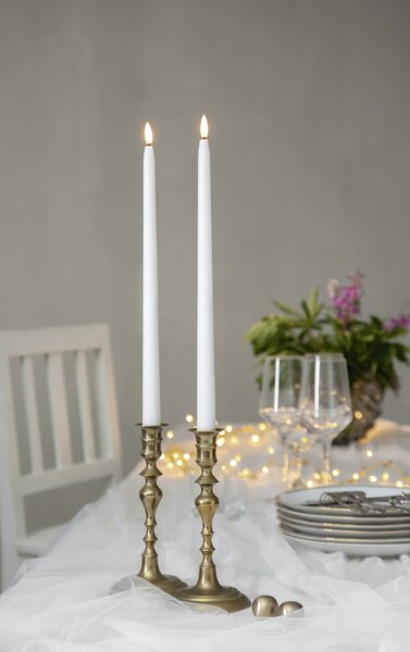 LED sviečka Flamme Slim White 38 cm – set 2 ks + diaľkové ovládanie