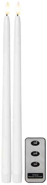 LED sviečka Flamme Slim White 38 cm – set 2 ks + diaľkové ovládanie