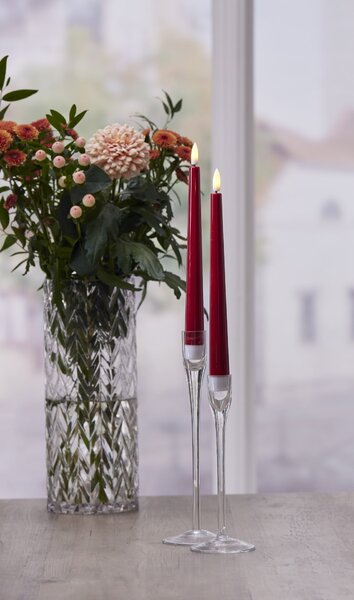 LED sviečka Flamme Candy Red 26 cm – sada 2 ks