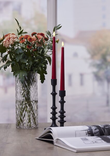 LED sviečka Flamme Candy Red 26 cm – sada 2 ks