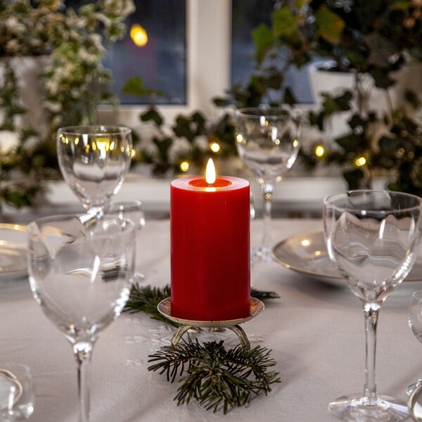 LED sviečka Flamme Flow Pillar Red 15 cm