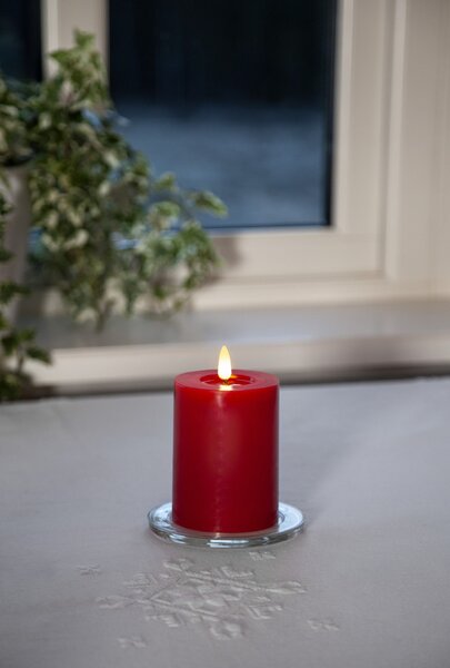 LED sviečka Flamme Flow Pillar Red 12,5 cm