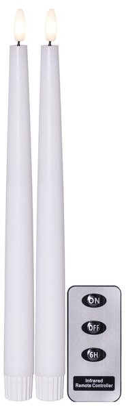 LED sviečka Flamme Slim White 28 cm – set 2 ks + diaľkové ovládanie